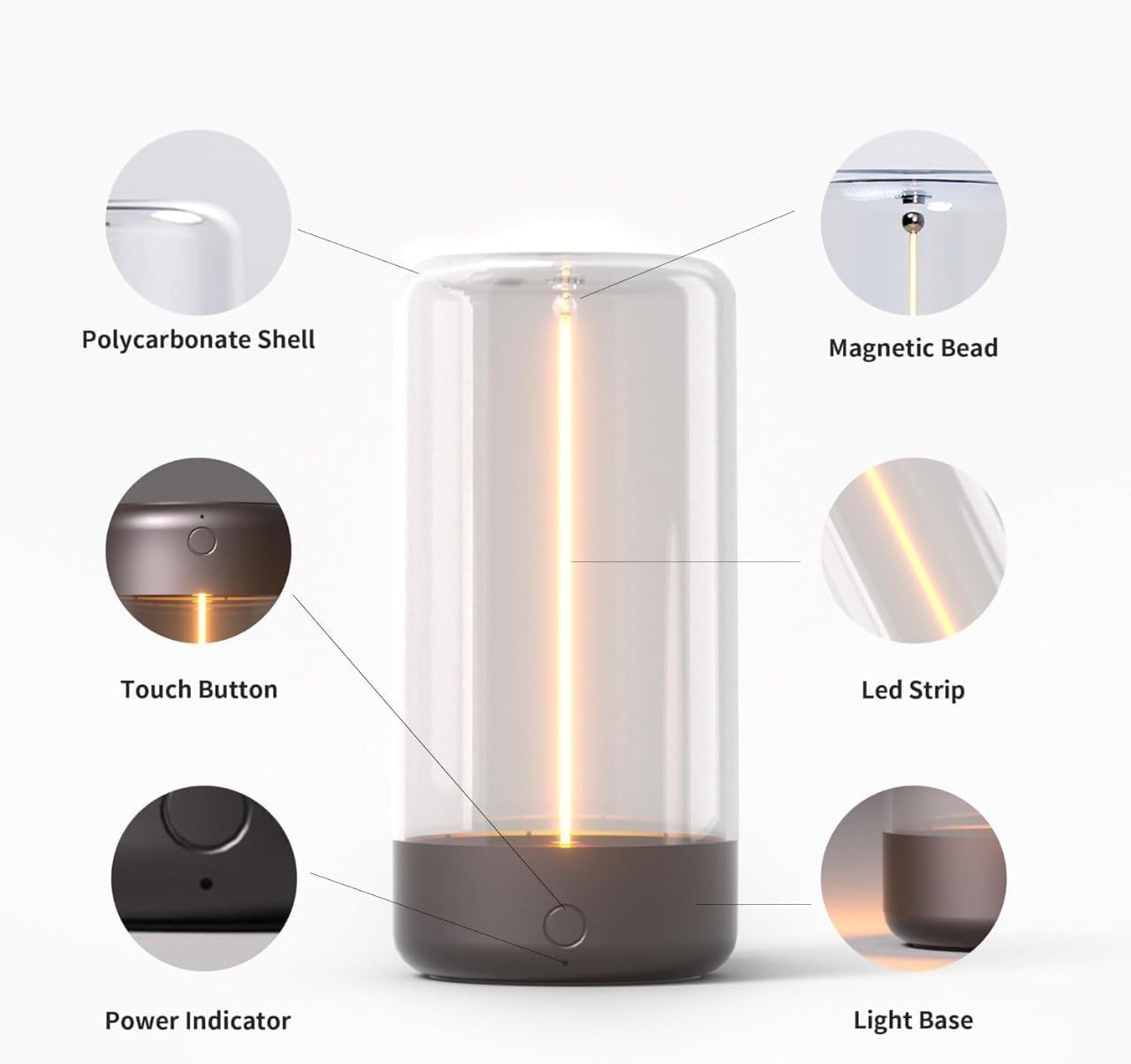 Filament Rechargeable Desk Lamp, Smart Touch Magnetic Light