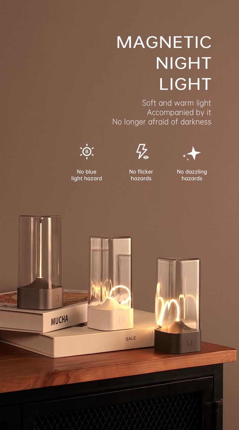 Filament Rechargeable Desk Lamp, Smart Touch Magnetic Light