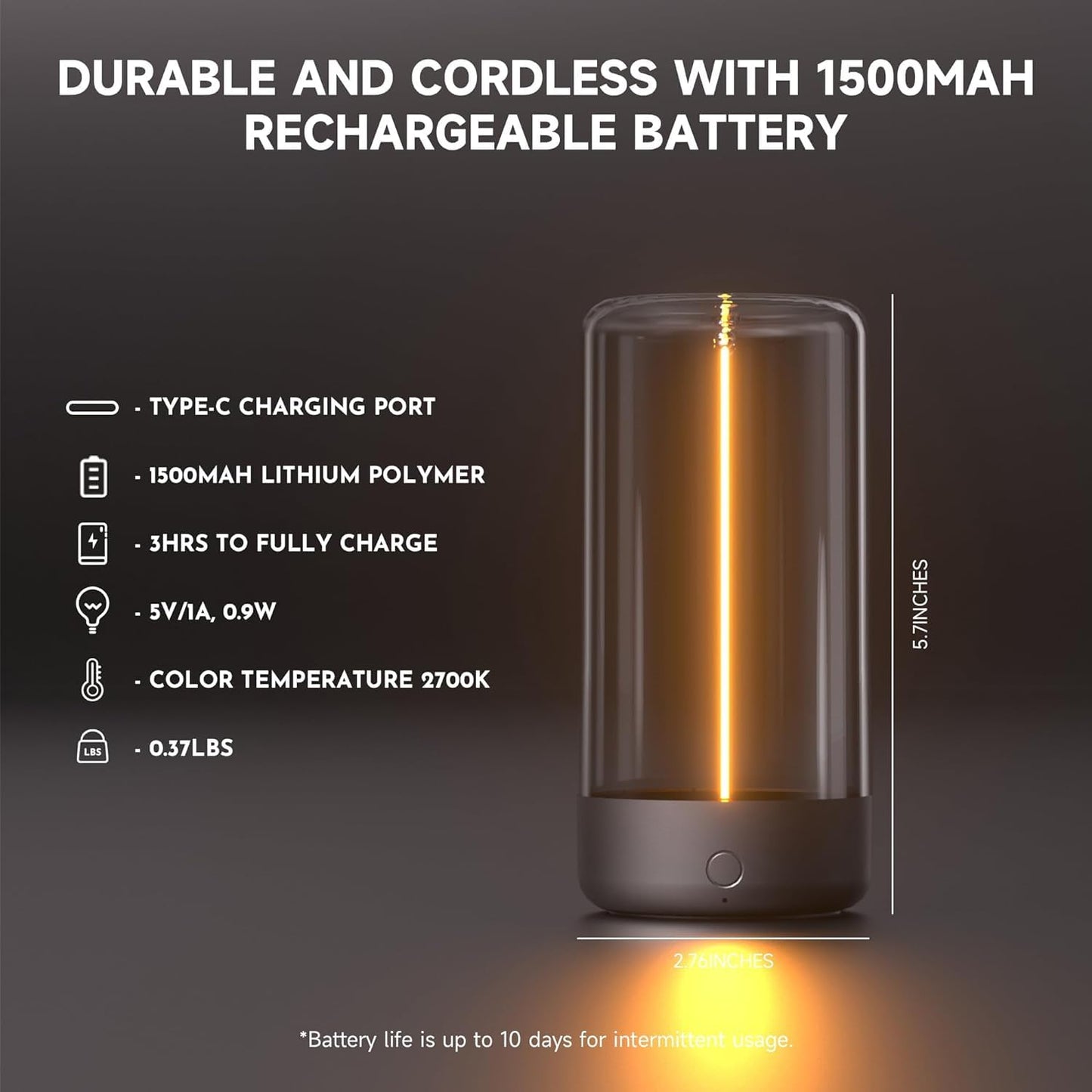 Filament Rechargeable Desk Lamp, Smart Touch Magnetic Light