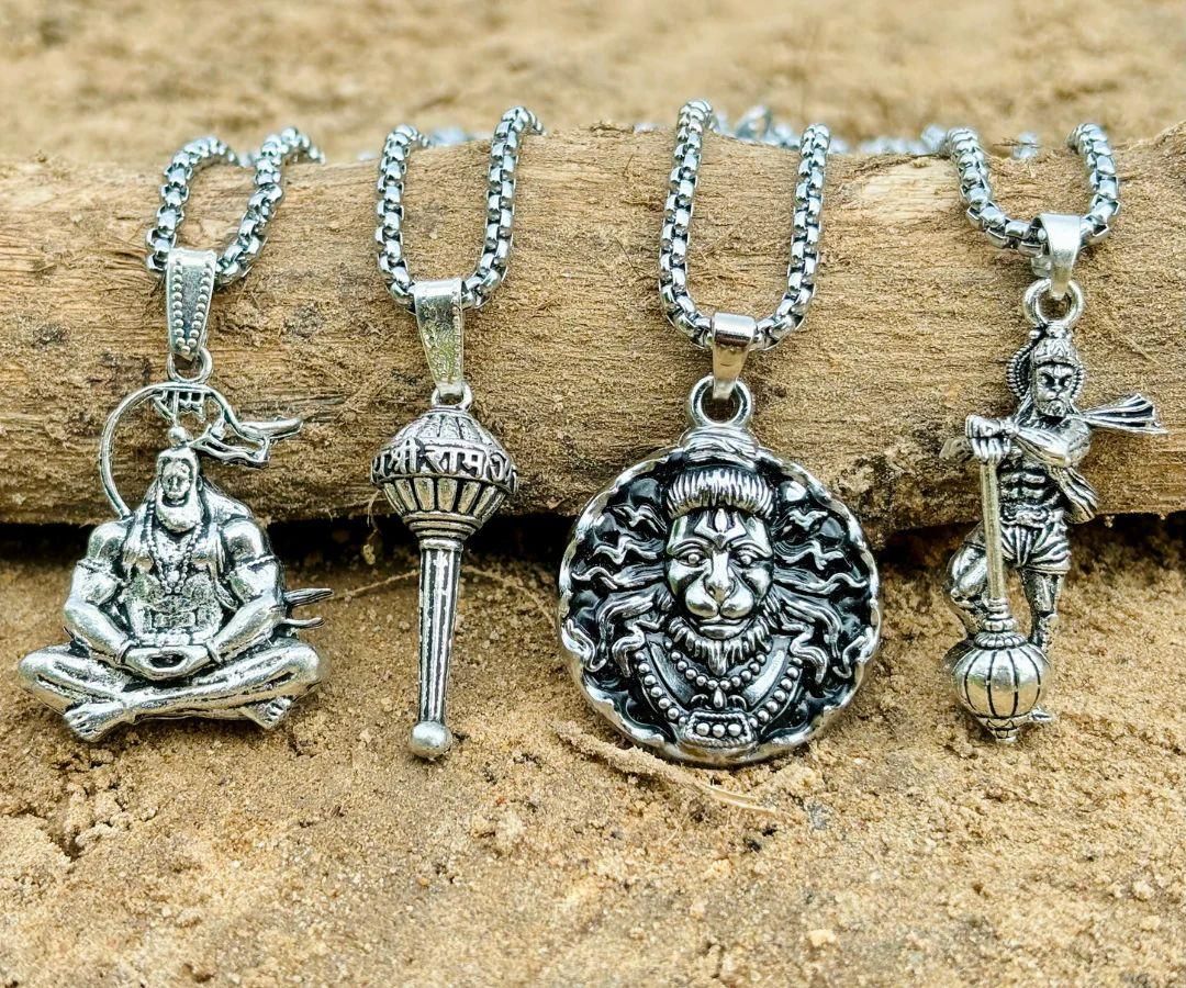 Buy 1 Get 3 Free -Pack of 4 Lord Hanuman Pendants.