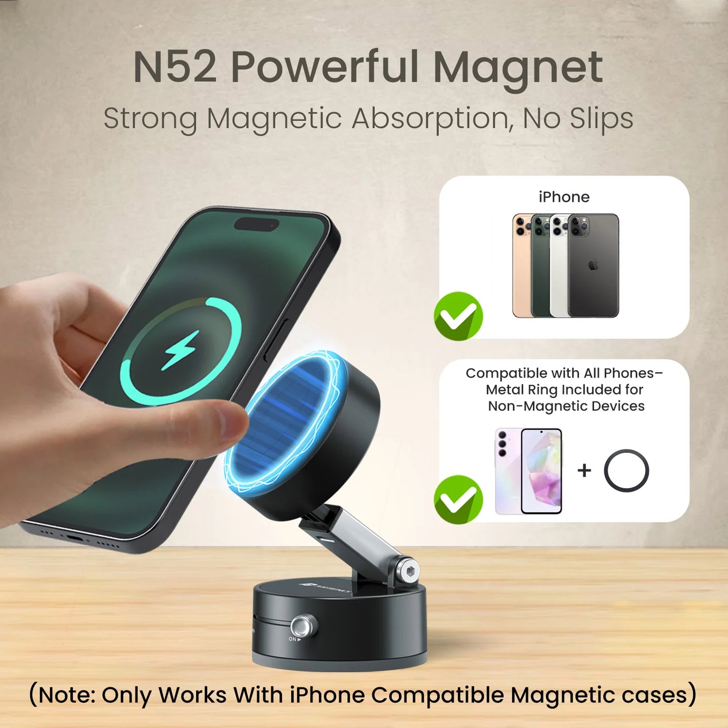 HOLD M - Vacuum Magnetic Suction Phone Holder